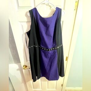 Glamour purple and black houndstooth dress w/ silver studded black belt plus siz